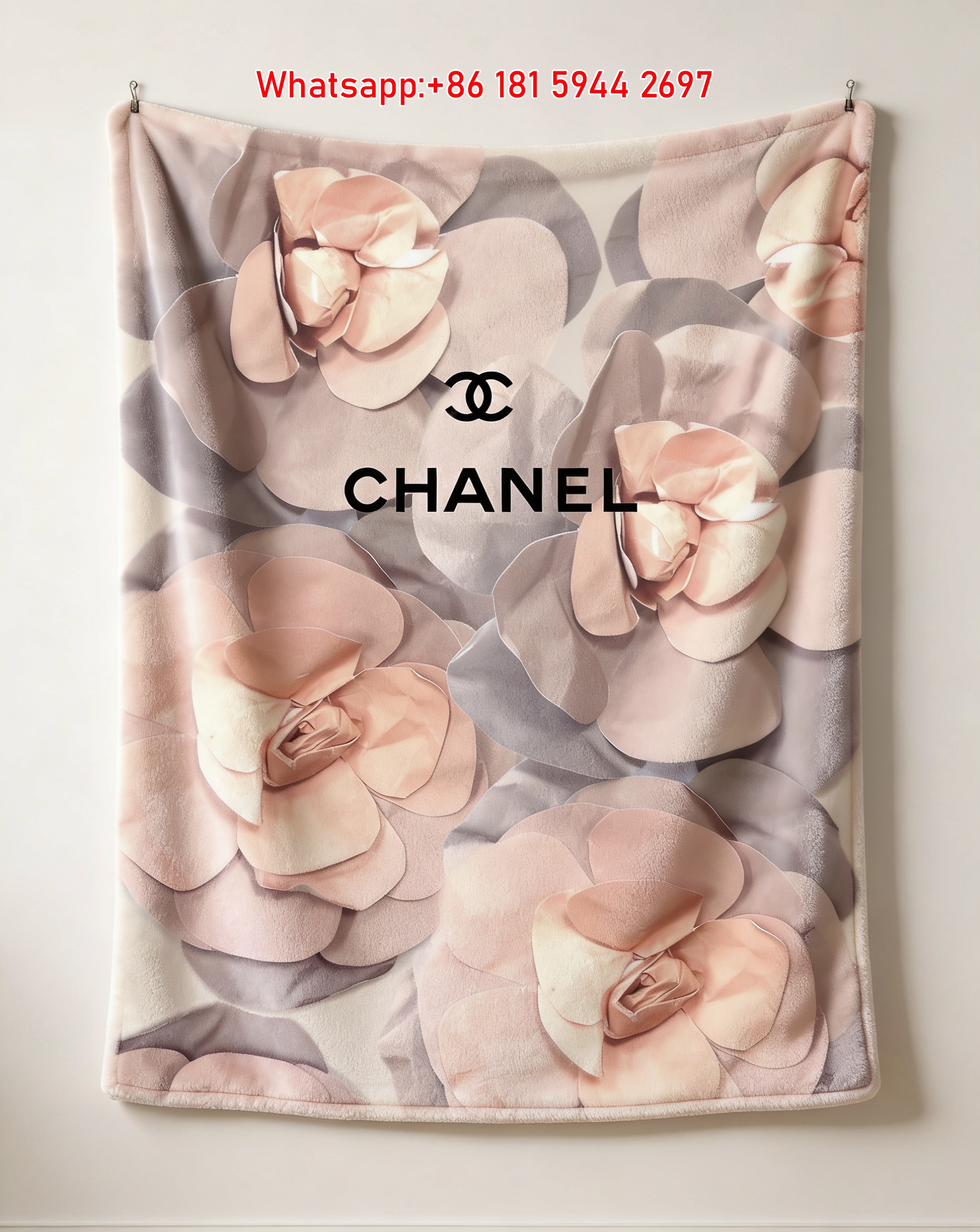 Chanel Camellia Flower Flannel Throw Blanket IMG_7119